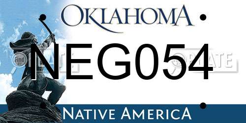 NEG054 Oklahoma License Plate