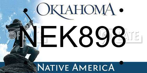 NEK898 Oklahoma License Plate