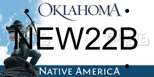 NEW22B Oklahoma License Plate
