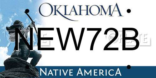 NEW72B Oklahoma License Plate