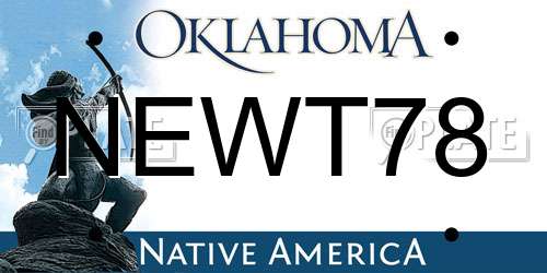 NEWT78 Oklahoma License Plate
