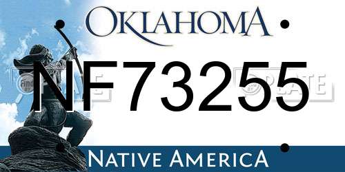 NF73255 Oklahoma License Plate