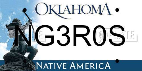 NG3R0S Oklahoma License Plate
