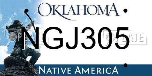 NGJ305 Oklahoma License Plate