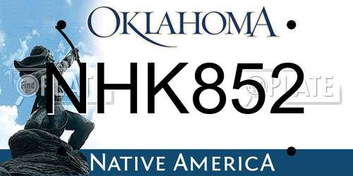 NHK852 Oklahoma License Plate