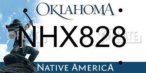 NHX828 Oklahoma License Plate