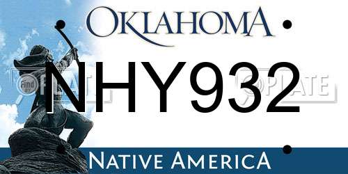 NHY932 Oklahoma License Plate
