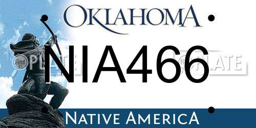 NIA466 Oklahoma License Plate