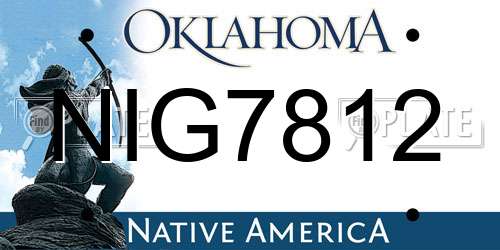 NIG7812 Oklahoma License Plate