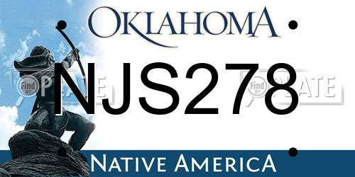 NJS278 Oklahoma License Plate