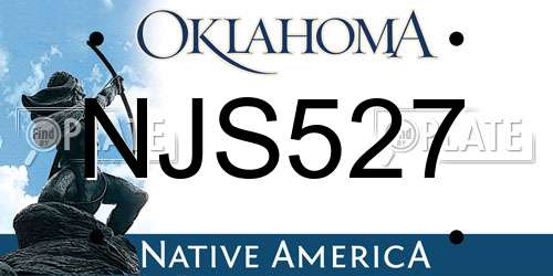 NJS527 Oklahoma License Plate