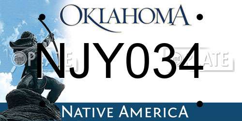 NJY034 Oklahoma License Plate