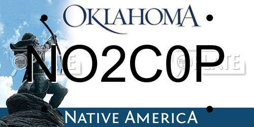 NO2C0P Oklahoma License Plate