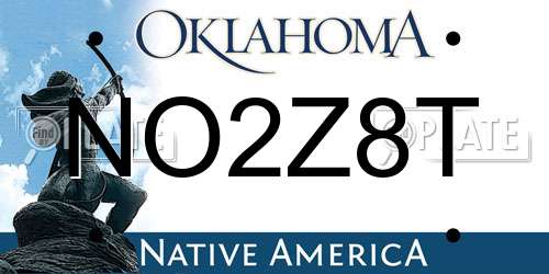 NO2Z8T Oklahoma License Plate