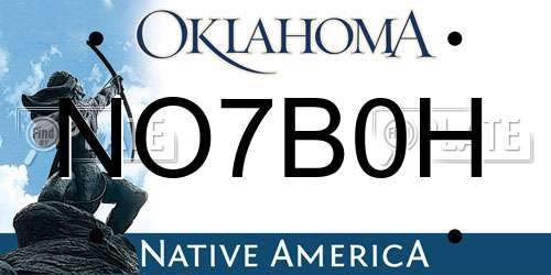 NO7B0H Oklahoma License Plate