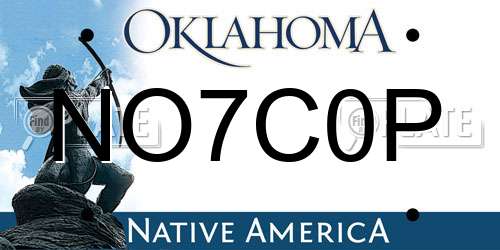 NO7C0P Oklahoma License Plate