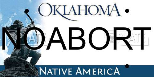 NOABORT Oklahoma License Plate