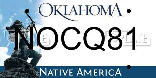 NOCQ81 Oklahoma License Plate
