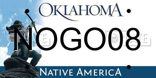 NOGO08 Oklahoma License Plate