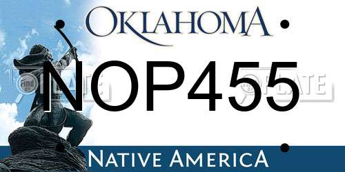 NOP455 Oklahoma License Plate