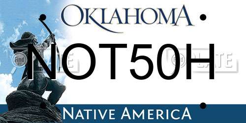 NOT50H Oklahoma License Plate