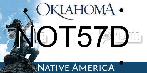 NOT57D Oklahoma License Plate