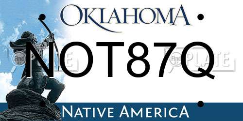 NOT87Q Oklahoma License Plate