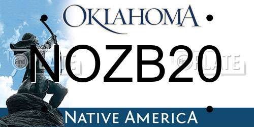 NOZB20 Oklahoma License Plate
