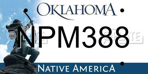 NPM388 Oklahoma License Plate