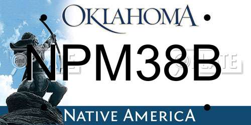 NPM38B Oklahoma License Plate