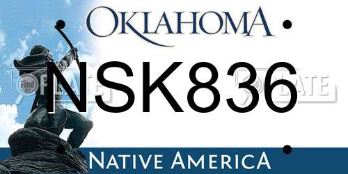 NSK836 Oklahoma License Plate