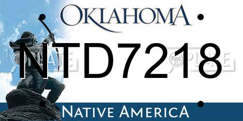 NTD7218 Oklahoma License Plate