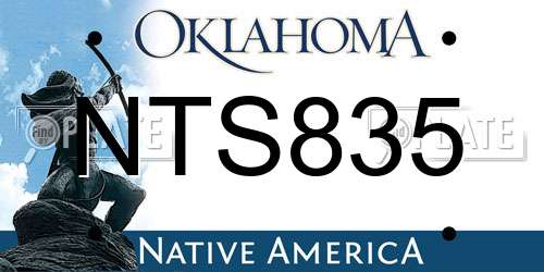 NTS835 Oklahoma License Plate
