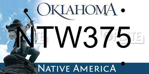 NTW375 Oklahoma License Plate