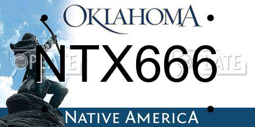 NTX666 Oklahoma License Plate