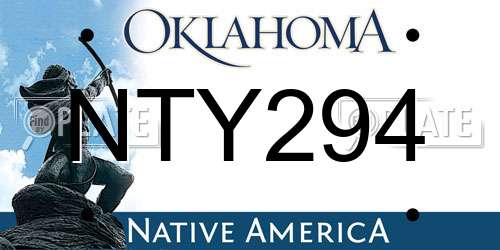 NTY294 Oklahoma License Plate