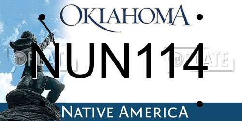 NUN114 Oklahoma License Plate