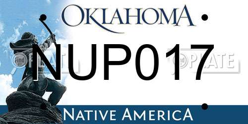 NUP017 Oklahoma License Plate
