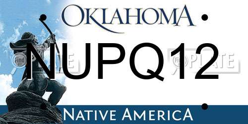 NUPQ12 Oklahoma License Plate