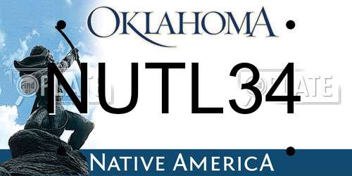 NUTL34 Oklahoma License Plate