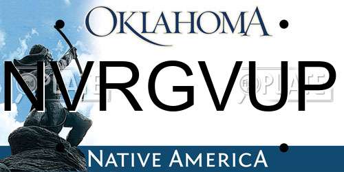 NVRGVUP Oklahoma License Plate
