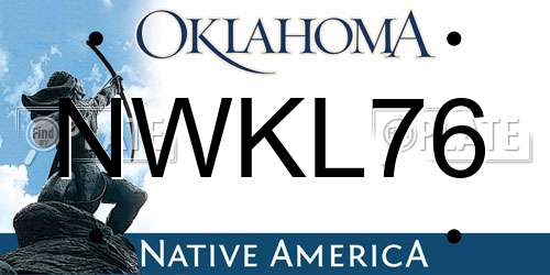 NWKL76 Oklahoma License Plate