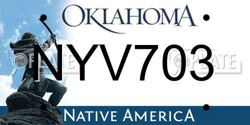 NYV703 Oklahoma License Plate