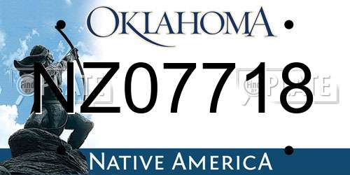 NZ07718 Oklahoma License Plate