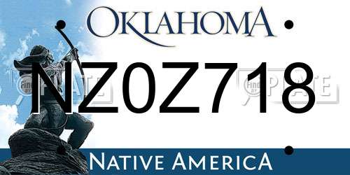 NZ0Z718 Oklahoma License Plate