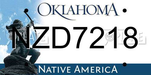 NZD7218 Oklahoma License Plate