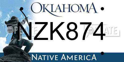 NZK874 Oklahoma License Plate