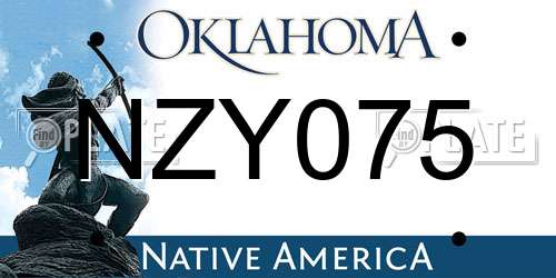 NZY075 Oklahoma License Plate