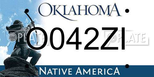 O042ZI Oklahoma License Plate