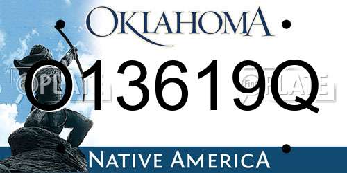 O13619Q Oklahoma License Plate
